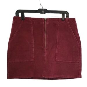 2/$18 Wild Fable A-Line Pencil Mini Knee Length Skirt Wine Burgundy Corduroy